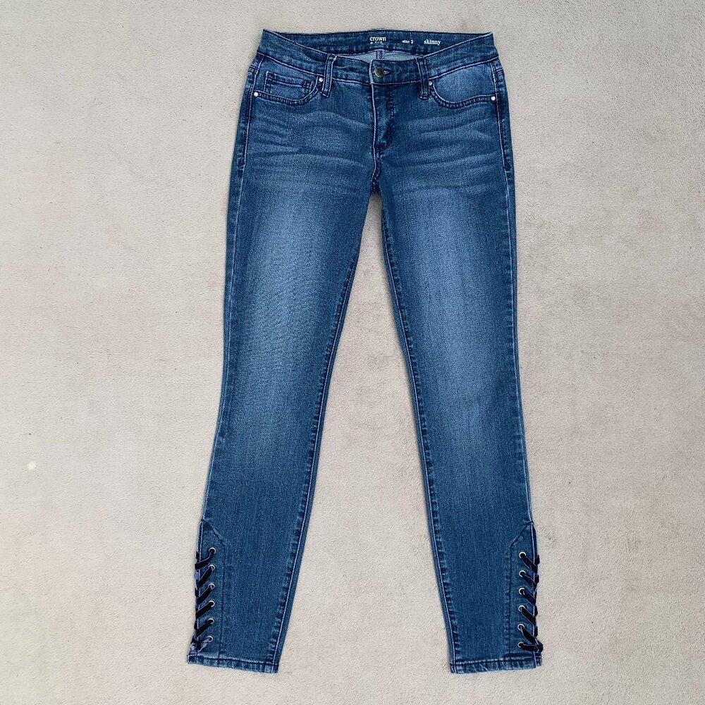 Crown & Ivy Women's Skinny Lace Up Low Rise Jeans Sz2
